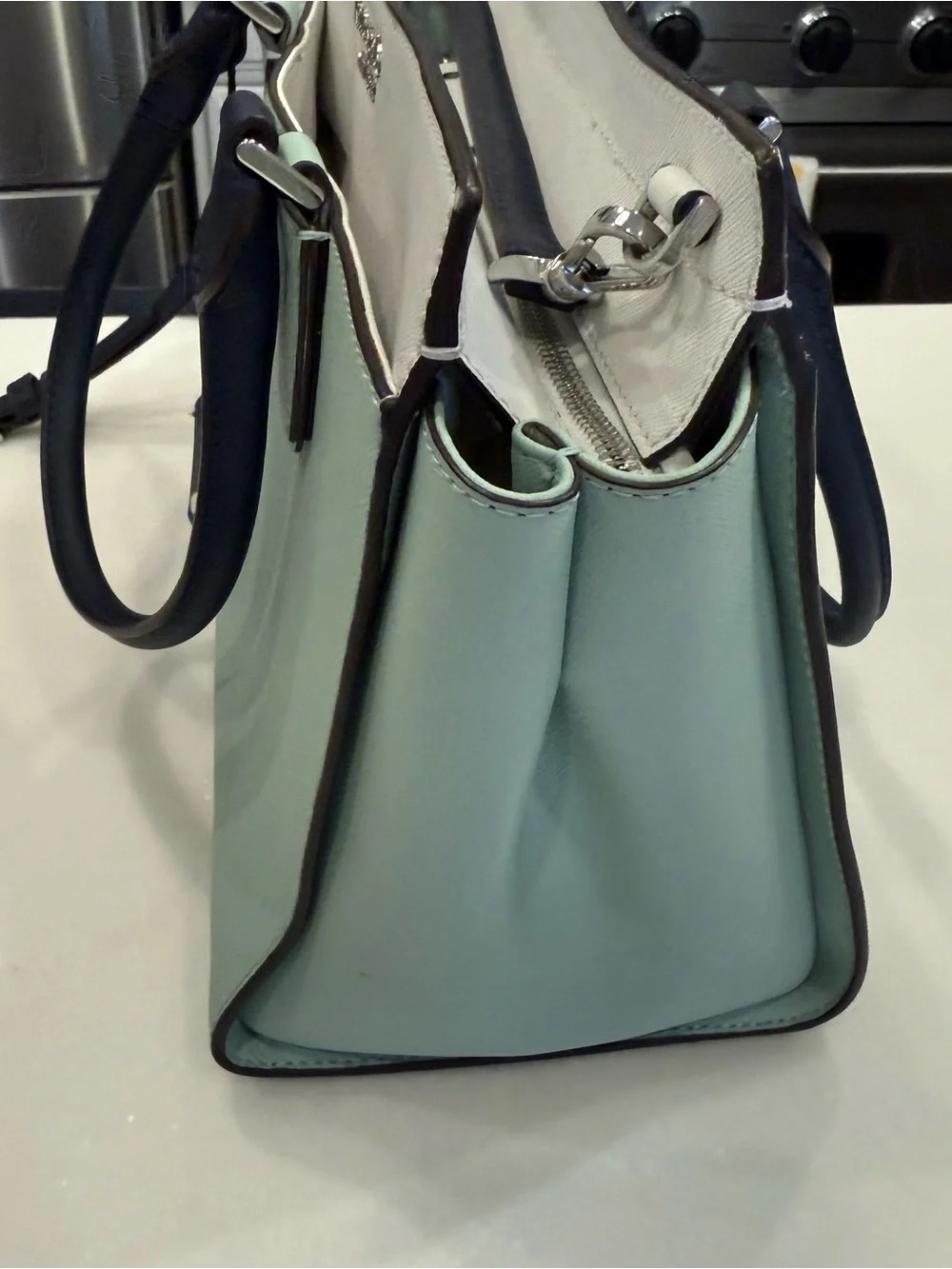 Kate Spade Cameron Medium Satchel/crossbody Pale Green, White & Navy Accents NEW